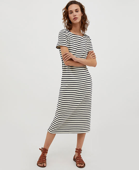 Breton-striped T-shirt dress - white pattern - MAX&Co.