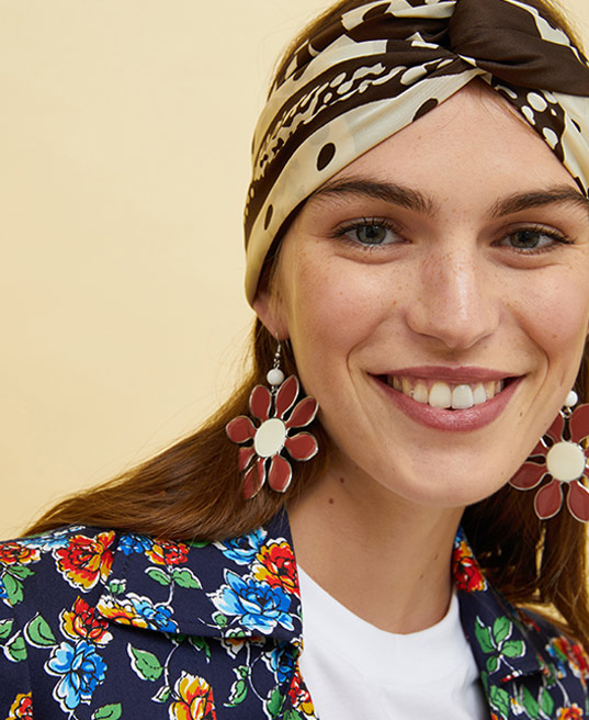 People, Places, Colour silk foulard - dark brown - MAX&Co.