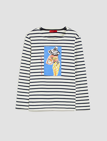 Let's Draw! marinière T-shirt - white pattern - MAX&Co.